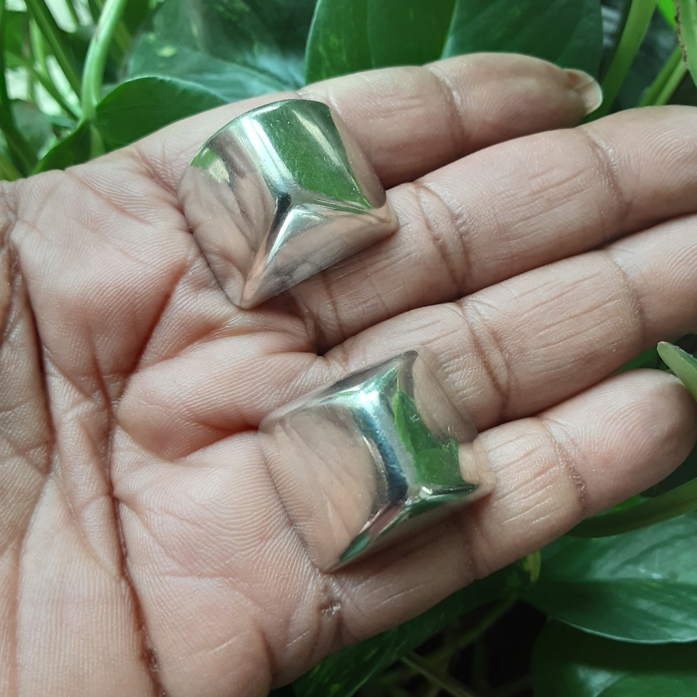 JOACHIM S'PALIU Spain Modernist RARE Trapezoid Sterling Silver Clip-On Earrings
